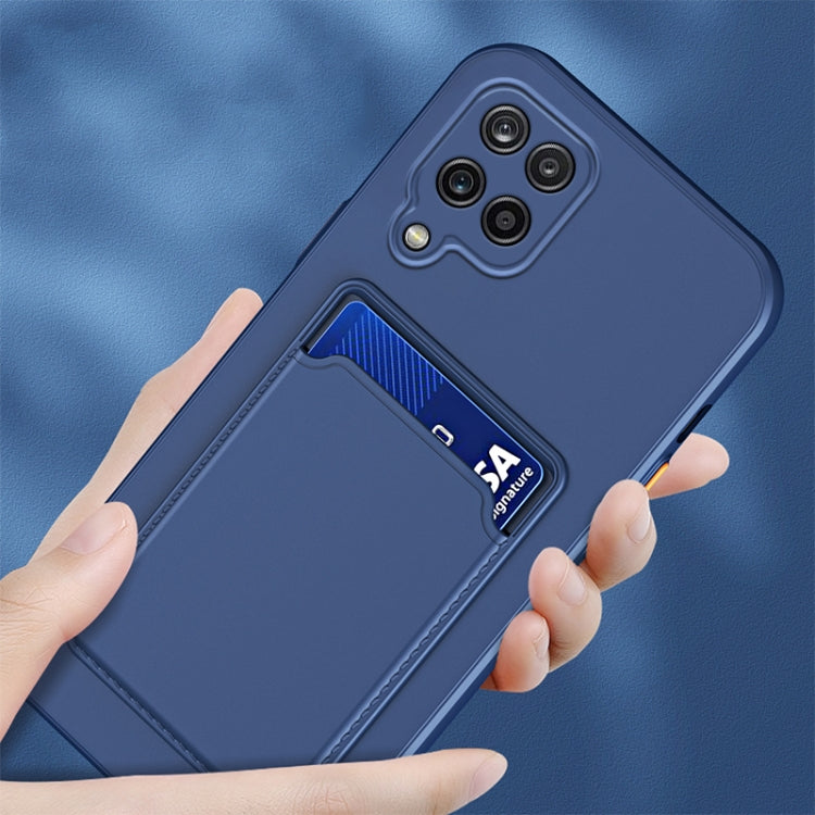 For Samsung Galaxy A22 5G Skin Feel Card TPU Contrast Color Button Phone Case(Black)