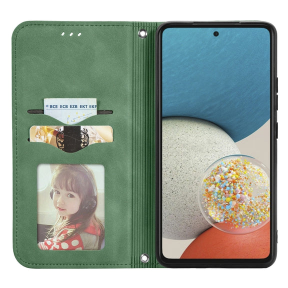 For Samsung Galaxy A73 5G Retro Skin Feel Magnetic Horizontal Flip Leather Phone Case(Green)