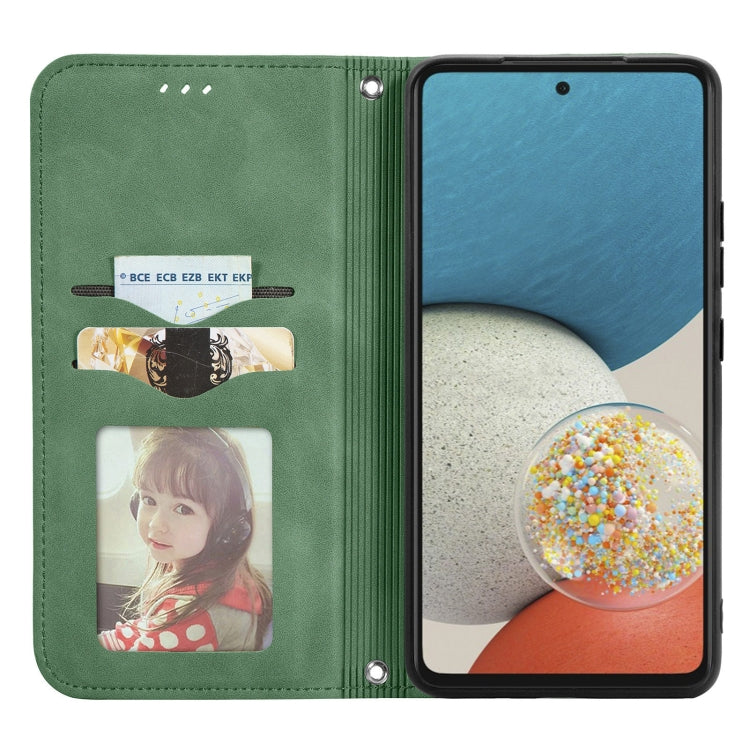 For Samsung Galaxy A73 5G Retro Skin Feel Magnetic Horizontal Flip Leather Phone Case(Green)