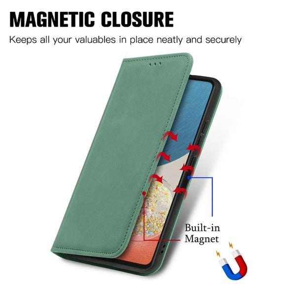 For Samsung Galaxy A73 5G Retro Skin Feel Magnetic Horizontal Flip Leather Phone Case(Green)
