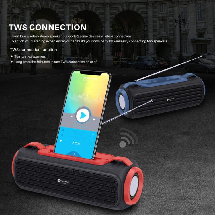 NewRixing NR903F TWS Portable Outdoor Bluetooth Speaker Support TF Card / FM(Blue)