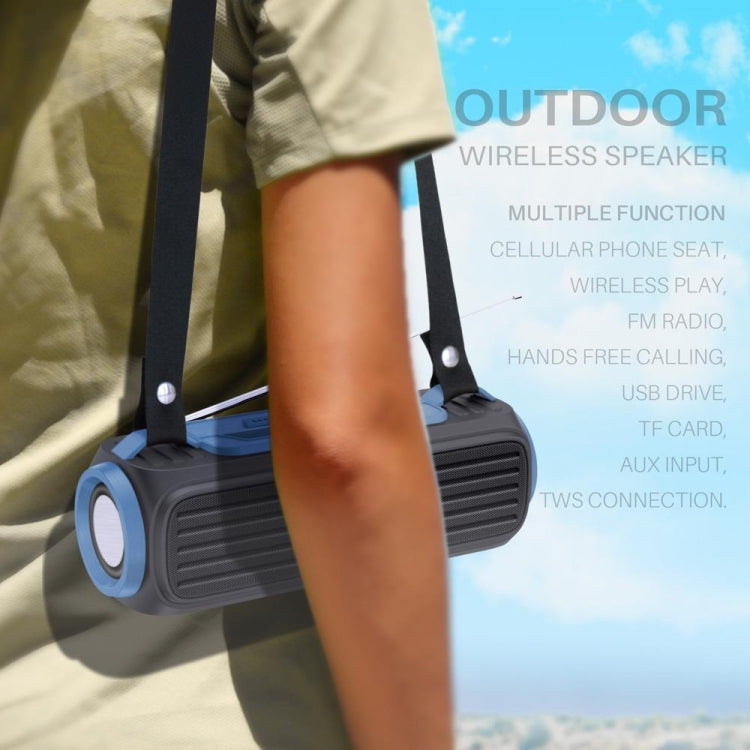 NewRixing NR903F TWS Portable Outdoor Bluetooth Speaker Support TF Card / FM(Blue)