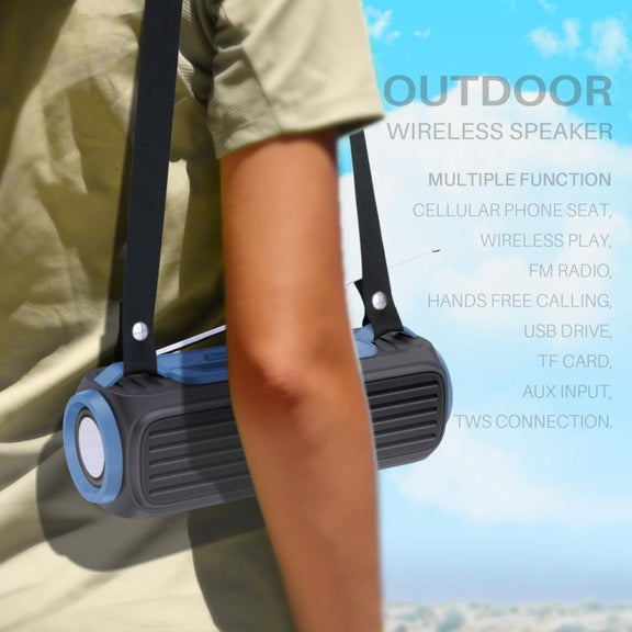 NewRixing NR903F TWS Portable Outdoor Bluetooth Speaker Support TF Card / FM(Blue)