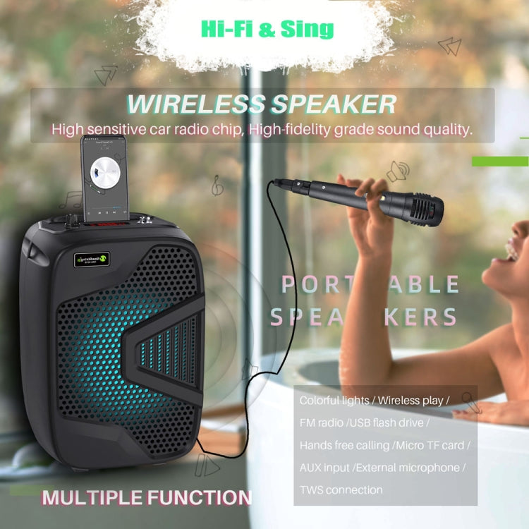NewRixing NRG501B Outdoor Karaoke Wireless Speaker High-Power Audio Amplifier With Mic
