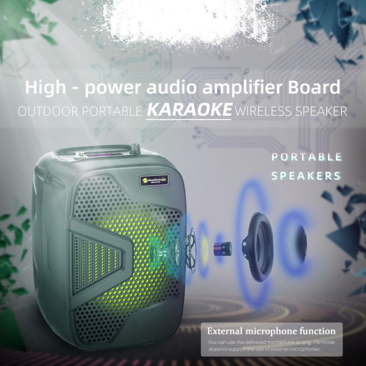 NewRixing NRG501B Outdoor Karaoke Wireless Speaker High-Power Audio Amplifier With Mic