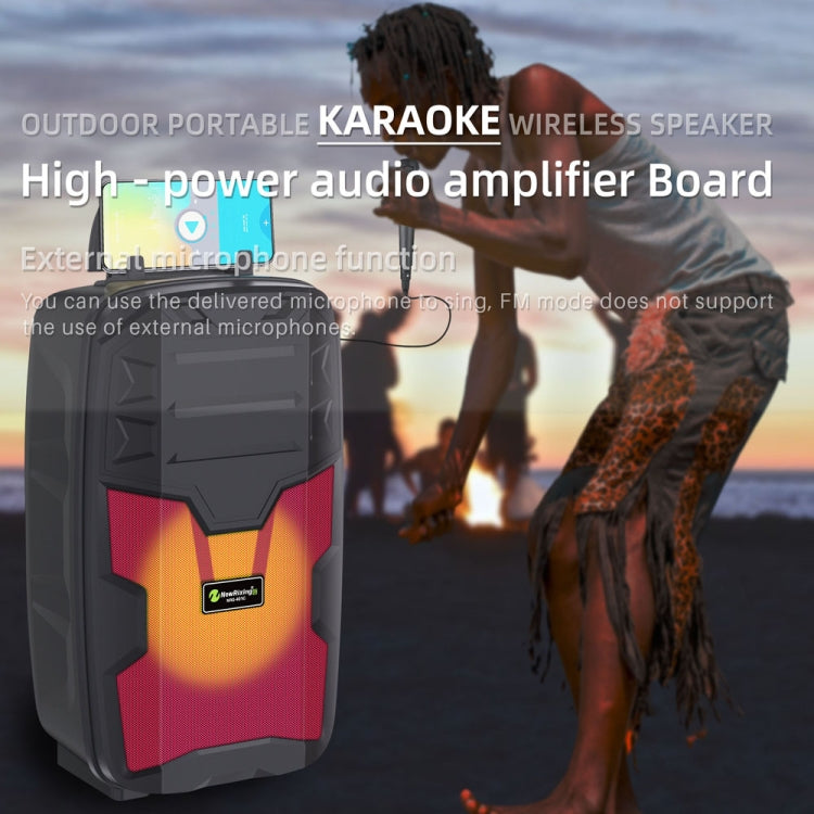 NewRixing NRG401C Outdoor Portable Karaoke Wireless Speaker High-Power Audio Amplifier With Mic(Red)