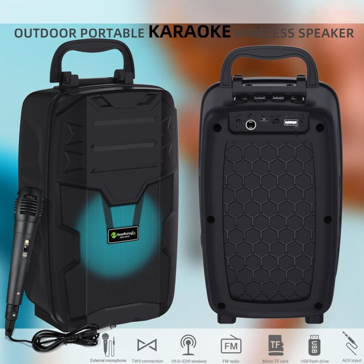 NewRixing NRG401C Outdoor Portable Karaoke Wireless Speaker High-Power Audio Amplifier With Mic(Red)