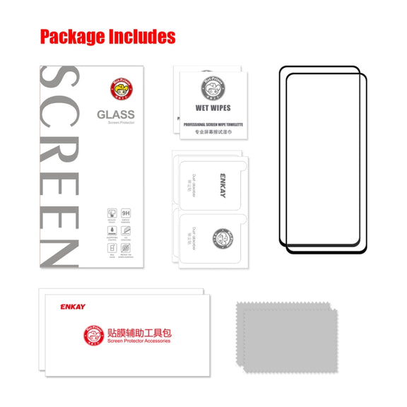 2 PCS For Xiaomi Redmi Note 11E ENKAY Full Glue 0.26mm 9H 2.5D Tempered Glass Full Film