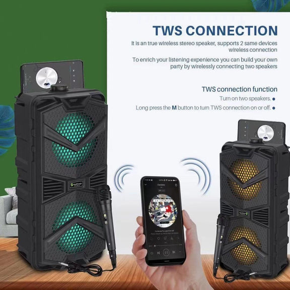 NewRixing NRG5501B Outdoor Portable Karaoke Wireless Speaker 16W Audio Amplifier with Mic
