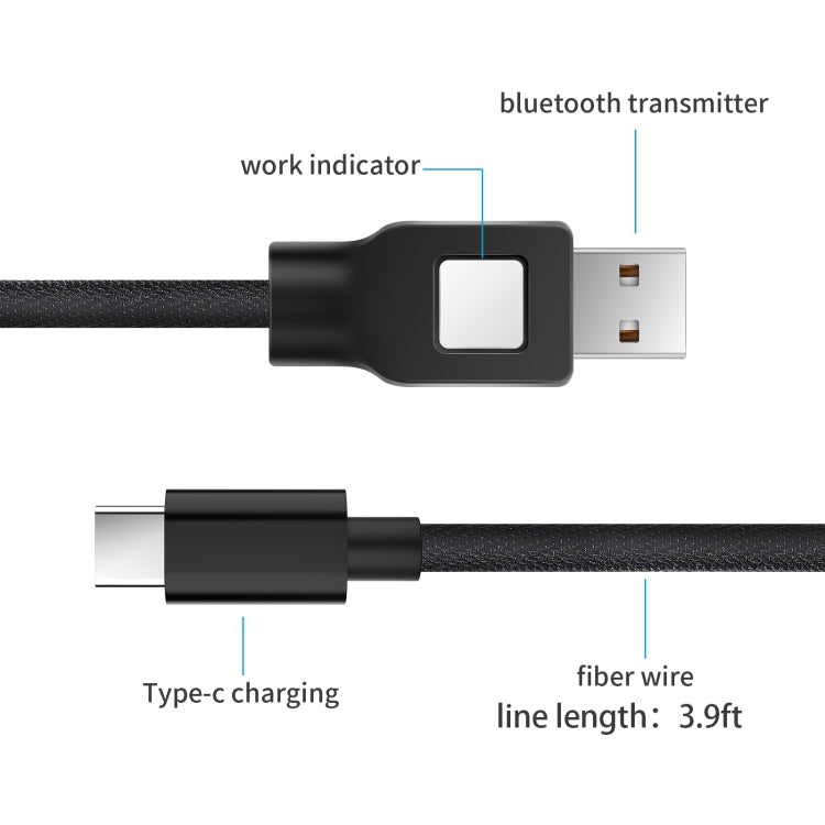 ZF170 1.2m USB to Type-C Charging Data Cable with Bluetooth Transmitter Function