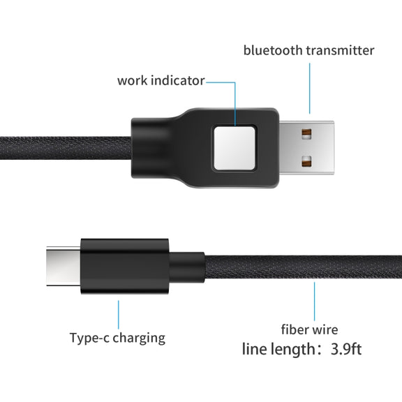 ZF170 1.2m USB to Type-C Charging Data Cable with Bluetooth Transmitter Function