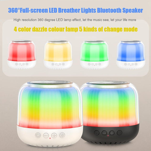 JY12 Full-screen RGB LED Breather Light Wireless Bluetooth Speaker(White)
