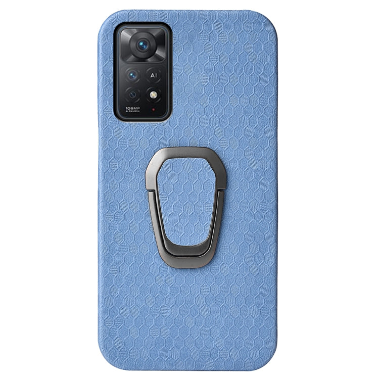 For Xiaomi Redmi Note 11 Pro Global Ring Holder Honeycomb PU Phone Case(Light Blue)