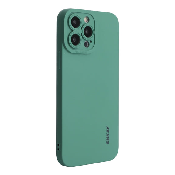 For iPhone 13 Pro Max ENKAY Liquid Silicone Phone Case (Dark Green)