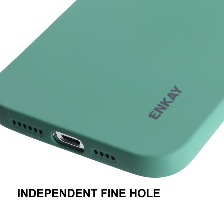 For iPhone 13 Pro Max ENKAY Liquid Silicone Phone Case (Dark Green)