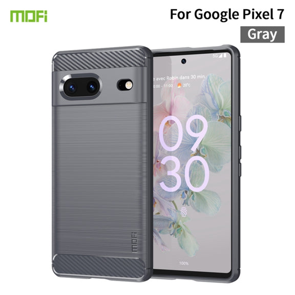 For Google pixel 7 5G MOFI Gentleness Series Brushed Texture Carbon Fiber TPU Phone Case(Gray)