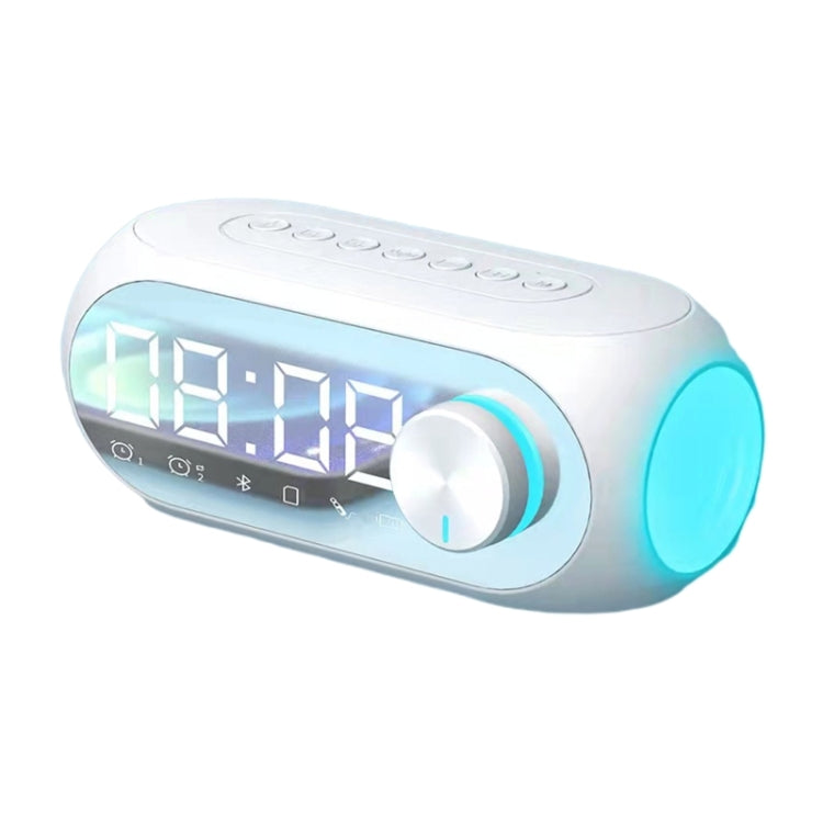 AEC S8 Alarm Clock Bluetooth Speakers with LED Light Support TF / FM(White)