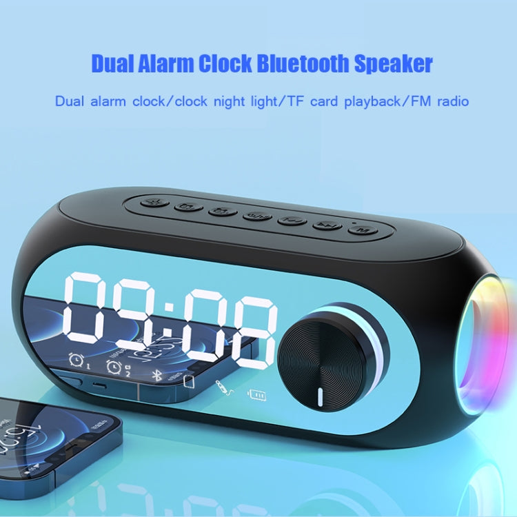 AEC S8 Alarm Clock Bluetooth Speakers with LED Light Support TF / FM(White)