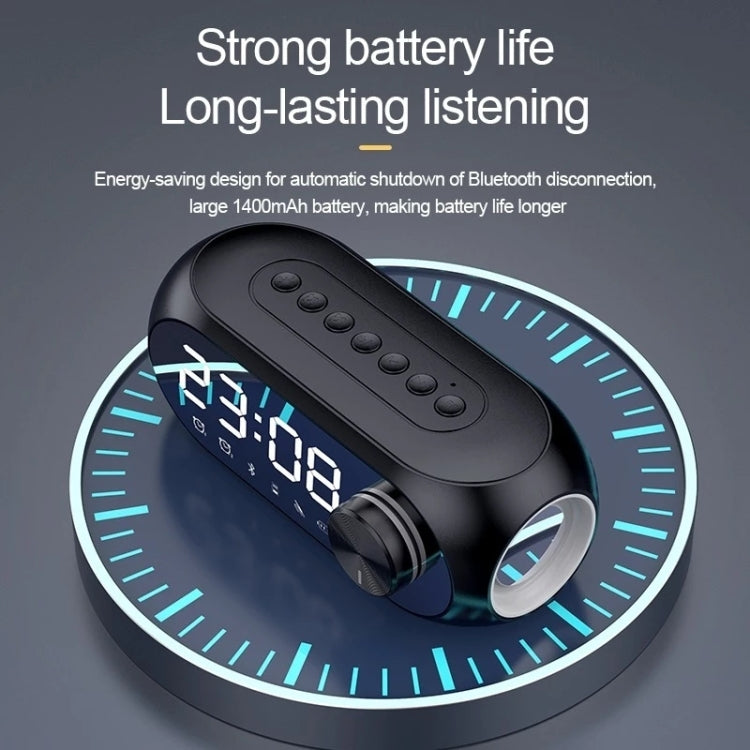 AEC S8 Alarm Clock Bluetooth Speakers with LED Light Support TF / FM(Black)