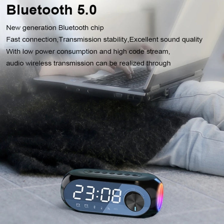 AEC S8 Alarm Clock Bluetooth Speakers with LED Light Support TF / FM(Black)