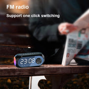 AEC S8 Alarm Clock Bluetooth Speakers with LED Light Support TF / FM(Black)