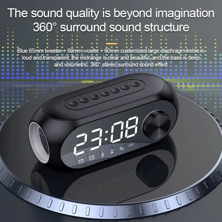 AEC S8 Alarm Clock Bluetooth Speakers with LED Light Support TF / FM(Black)