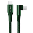 ENKAY PD 20W 3A USB-C / Type-C to 8 Pin Elbow Fast Charging Nylon Braided Data Cable, Length:1m(Green) - Normal Style Cable by ENKAY | Online Shopping South Africa | PMC TechLife | Buy Now Pay Later Mobicred