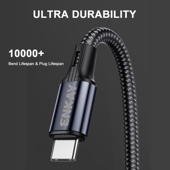 ENKAY PD 20W 3A USB-C / Type-C to 8 Pin Elbow Fast Charging Nylon Braided Data Cable, Length:1m(Green)