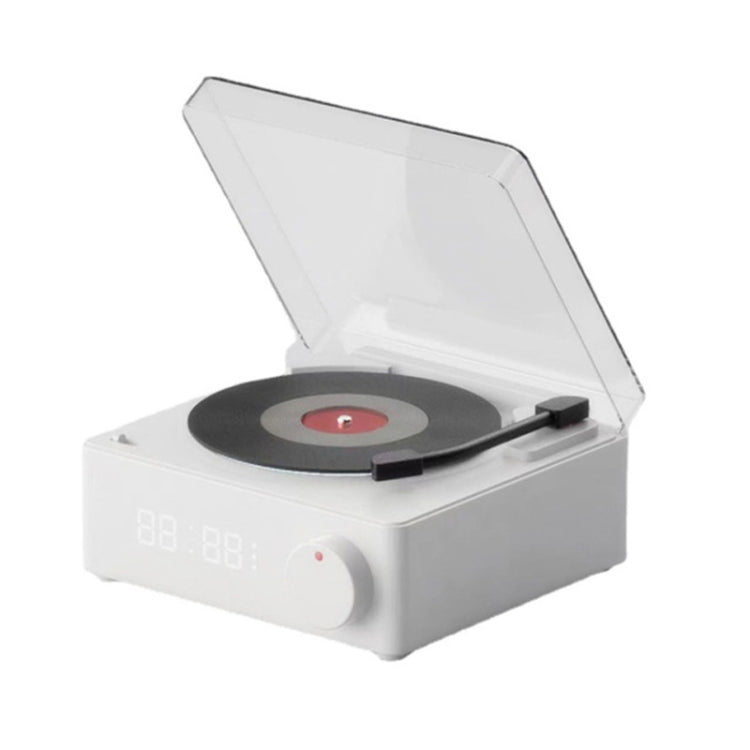 Duosi X11 Vinyl Atomic Retro Bluetooth Speaker Desktop Creative Alarm Clock(White)