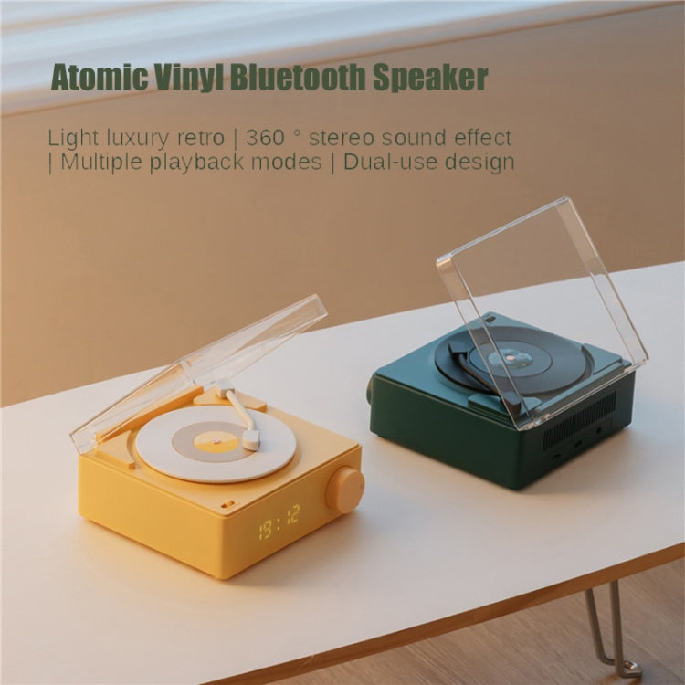 Duosi X11 Vinyl Atomic Retro Bluetooth Speaker Desktop Creative Alarm Clock(White)