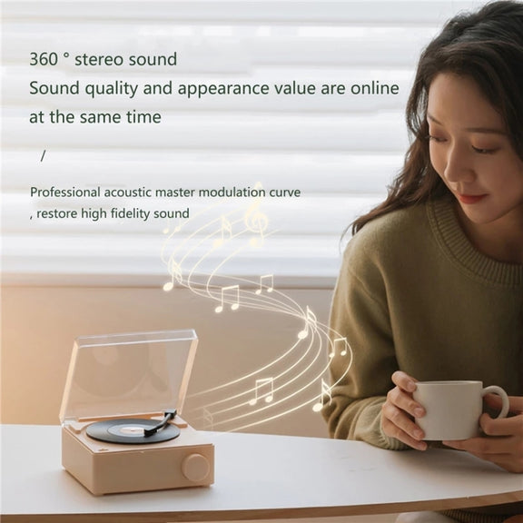 Duosi X11 Vinyl Atomic Retro Bluetooth Speaker Desktop Creative Alarm Clock(White)