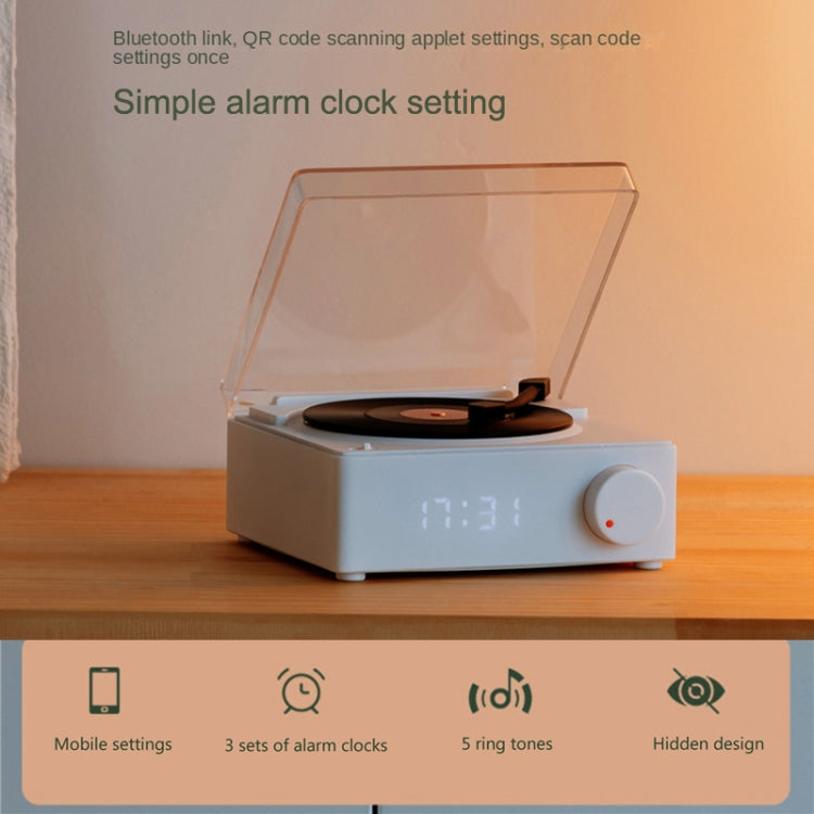Duosi X11 Vinyl Atomic Retro Bluetooth Speaker Desktop Creative Alarm Clock(White)