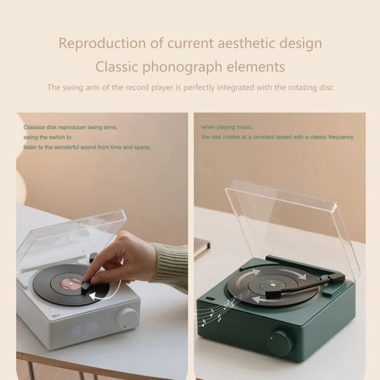 Duosi X11 Vinyl Atomic Retro Bluetooth Speaker Desktop Creative Alarm Clock(White)