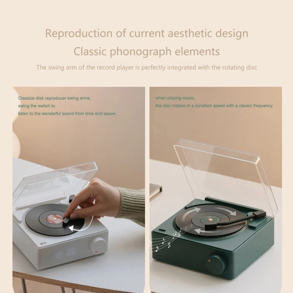 Duosi X11 Vinyl Atomic Retro Bluetooth Speaker Desktop Creative Alarm Clock(White)