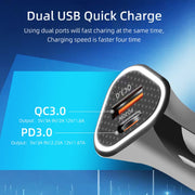 TE-P23 38W PD 20W USB-C / Type-C + QC3. 0 USB Triangle Car Charger + USB to USB-C / Type-C Data Cable, Length: 1m(White)