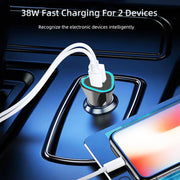 TE-P23 38W PD USB-C / Type-C + QC3. 0 USB Triangle Car Charger + USB-C / Type-C to USB-C / Type-C Data Cable, Length: 1m(Black)
