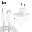 PD 35W Dual USB-C / Type-C Ports Charger with 1m Type-C to 8 Pin Data Cable, EU Plug - USB Charger by PMC TechLife | Online Shopping South Africa | PMC TechLife | Buy Now Pay Later Mobicred