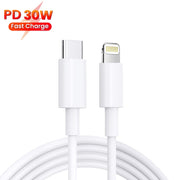 PD 35W Dual USB-C / Type-C Ports Charger with 1m Type-C to 8 Pin Data Cable, EU Plug