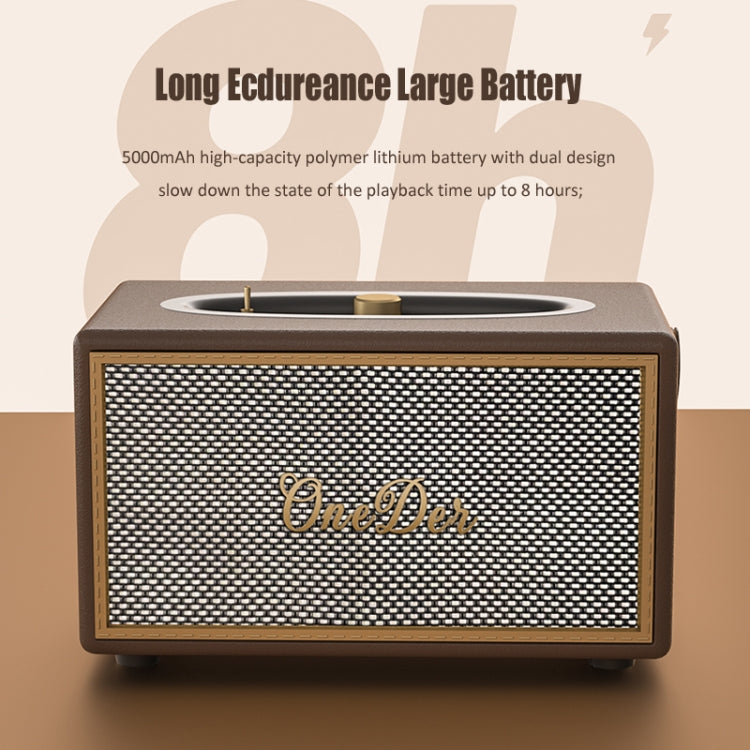 Oneder D6 40W Retro Classic Wooden Portable Outdoor Bluetooth Speaker(Brown)