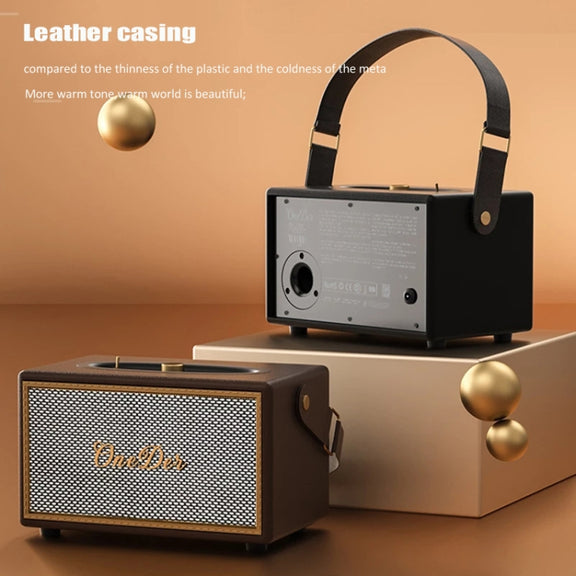 Oneder D6 40W Retro Classic Wooden Portable Outdoor Bluetooth Speaker(Black)