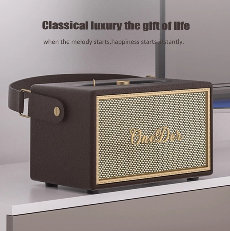 Oneder D6 40W Retro Classic Wooden Portable Outdoor Bluetooth Speaker(Brown)
