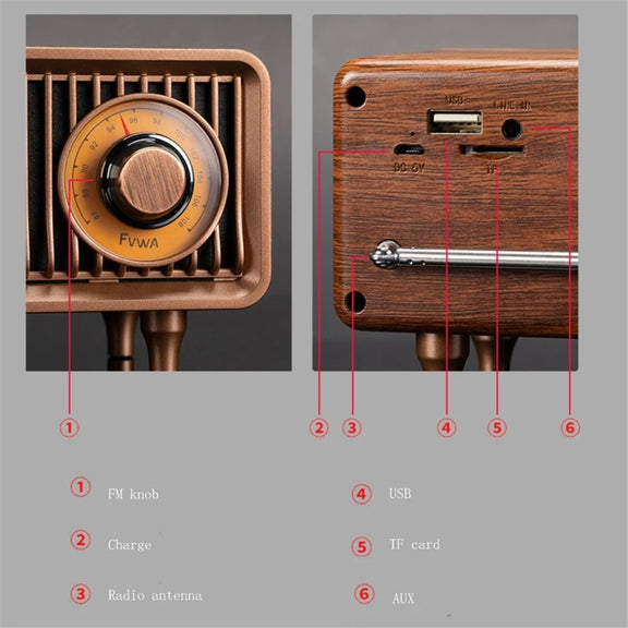 Oneder B9 Retro Indoor Wireless Portable Bluetooth Speaker(Browm)