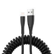 USB to 8 Pin 1.5m Spring Telescopic Mobile Phone Fast Charging Data Cable