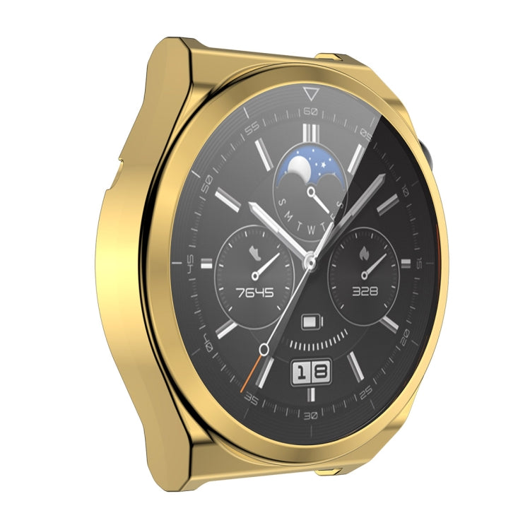 For Huawei Watch GT 3 Pro 46mm ENKAY Full Coverage Electroplated Soft TPU Case with Screen Protection(Golden)