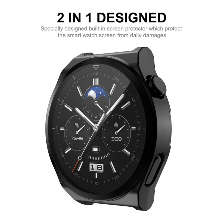 For Huawei Watch GT 3 Pro 46mm ENKAY Full Coverage Electroplated Soft TPU Case with Screen Protection(Black)