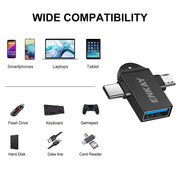 ENKAY ENK-AT112 2 in 1 Type-C + Micro USB to USB 3.0 Aluminium Alloy OTG Adapter(Golden)