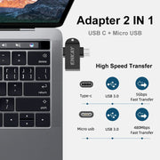 ENKAY ENK-AT112 2 in 1 Type-C + Micro USB to USB 3.0 Aluminium Alloy OTG Adapter(Golden)