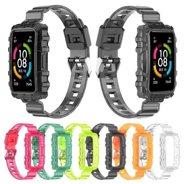 For Huawei Band 6 One-Piece Transparent Silicone Watch Band(Transparent)
