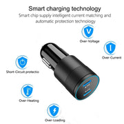 Dual PD 3.0 40W Type-C Car charger with 1m Type-C to Type-C Data Cable(Grey)