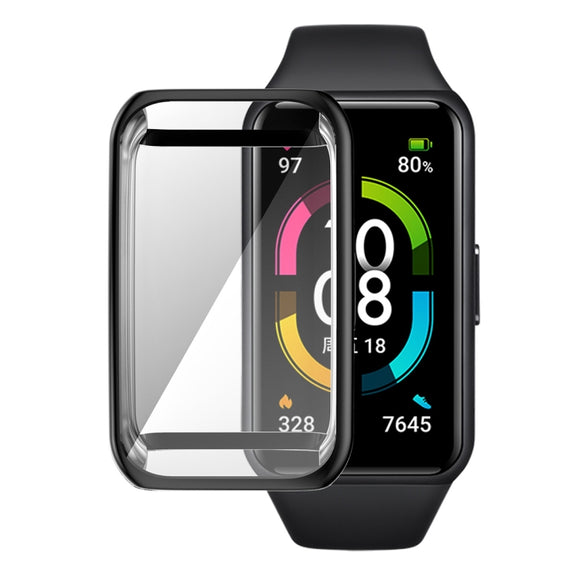 For Huawei Band 7/6 / Honor Band 6 ENKAY Hat-Prince Full Coverage Electroplated Soft TPU Case with Screen Protection(Black) - Watch Cases by ENKAY